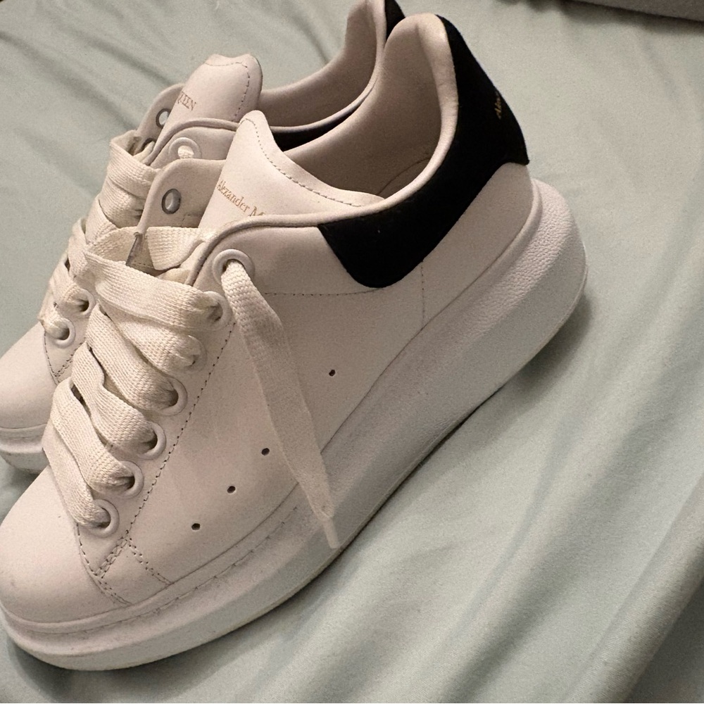 Alexander McQueen White and Black Platform Sneakers